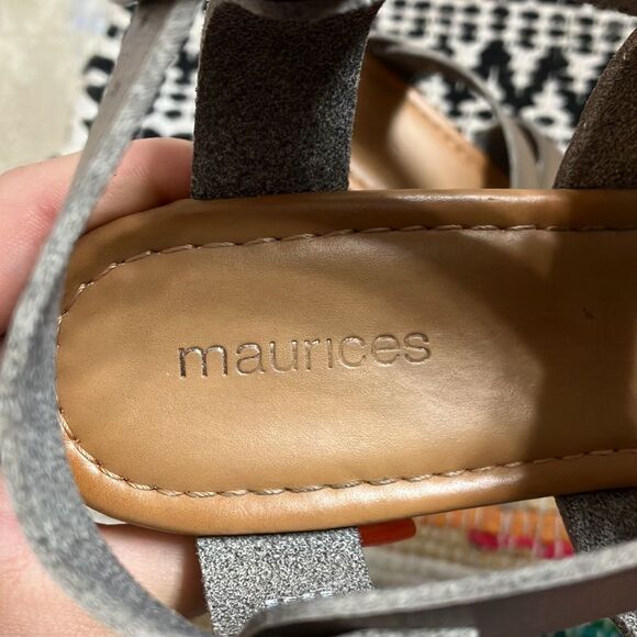 Maurices Jaden Taupe Faux Leather Buckle Strappy Corkscrew Wedge Size 8 - Picture 3 of 7